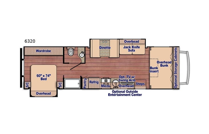 Representative floor plan provided by a trusted RVshare partner.