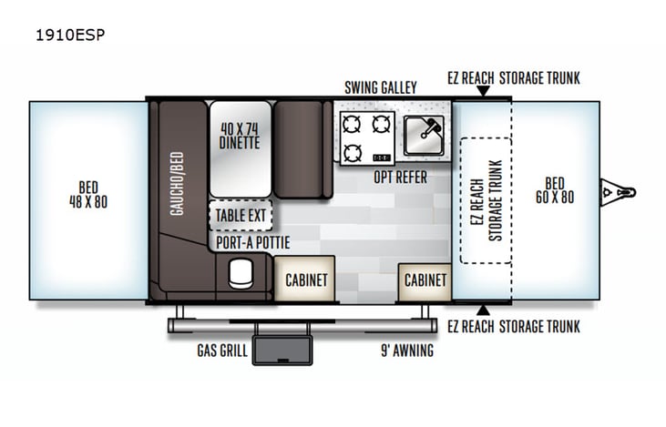 Representative floor plan provided by a trusted RVshare partner.