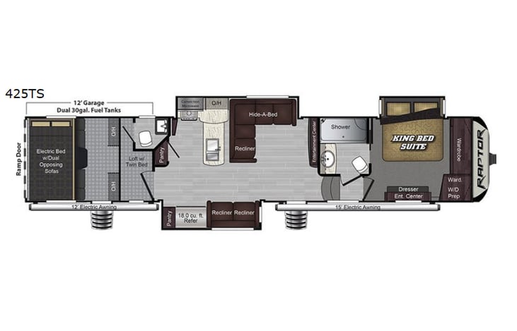 Representative floor plan provided by a trusted RVshare partner.