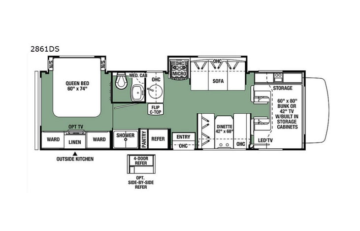 Representative floor plan provided by a trusted RVshare partner.