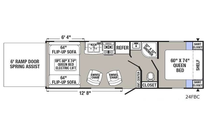 Representative floor plan provided by a trusted RVshare partner.