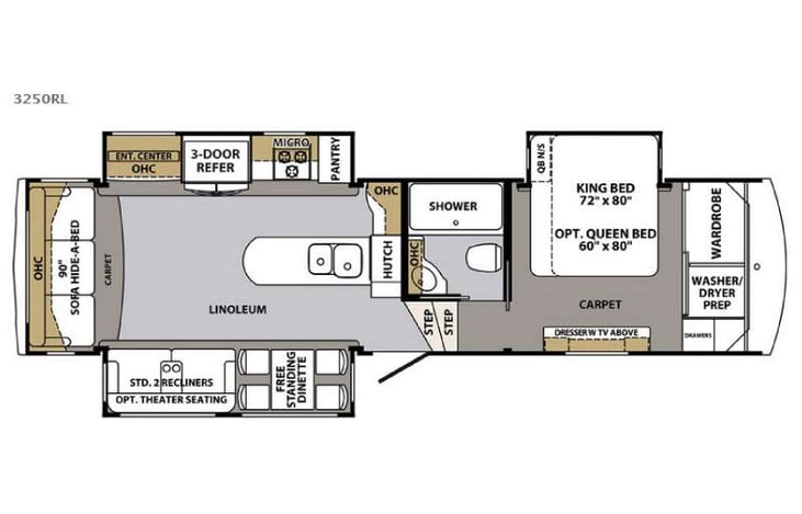 Representative floor plan provided by a trusted RVshare partner.