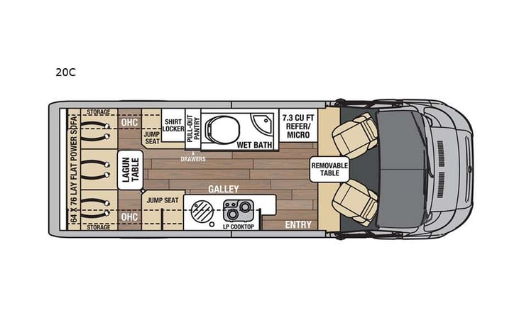 Representative floor plan provided by a trusted RVshare partner.