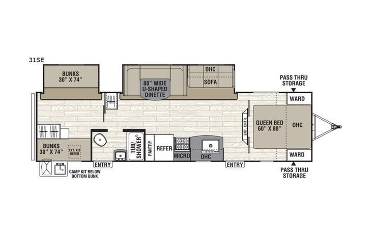 Representative floor plan provided by a trusted RVshare partner.