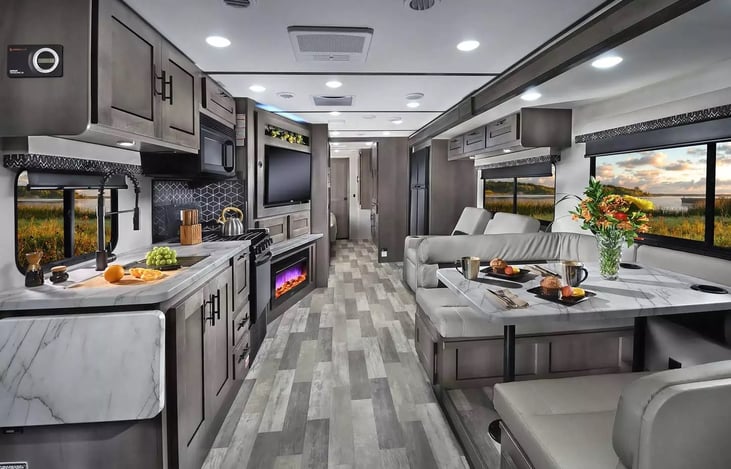 🌎✨Indulge in luxury with the opulent interior of the 2022 Forest River FR3 34DS. Stylish design, premium amenities, and exquisite comfort await you!✨