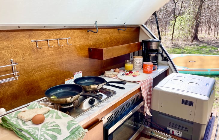 Notice the microwave that is custom to the T@G XL edition, making food preparation/reheating a breeze.