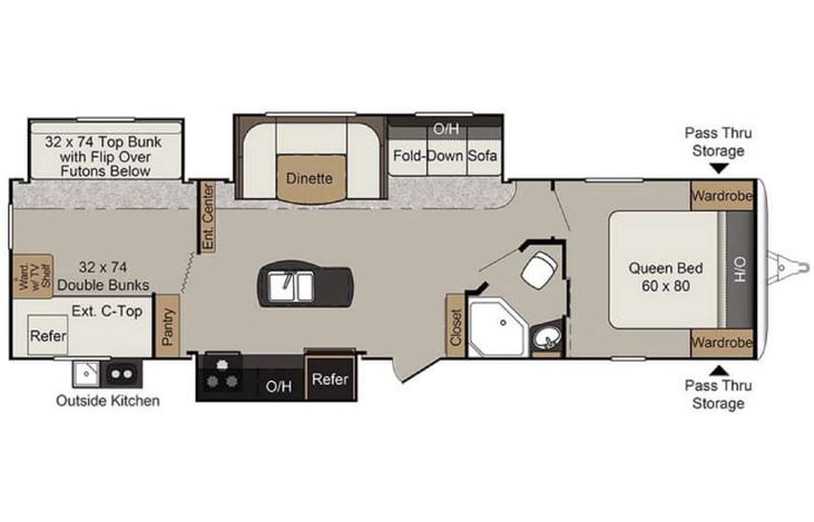 Representative floor plan provided by a trusted RVshare partner.