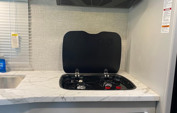 Two burner gas range.