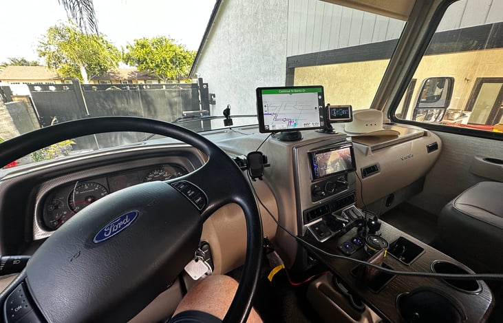 My view before we left on the 8000 mile trip in July 2023. The NAV and Tire Pressure Monitor System (TPMS) is included with your rental.