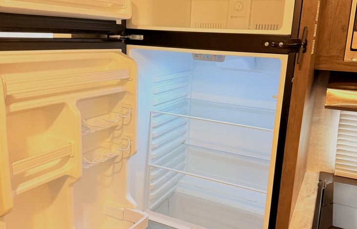 Lots of room in the 12 volt Fridge. Keeps your eats cold as you get to your camping spot