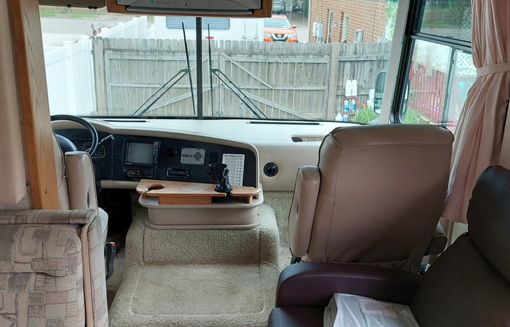 Front of cab is comfortable.