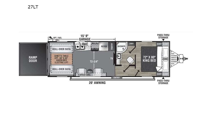Representative floor plan provided by a trusted RVshare partner.
