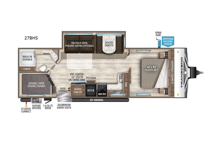 Representative floor plan provided by a trusted RVshare partner.