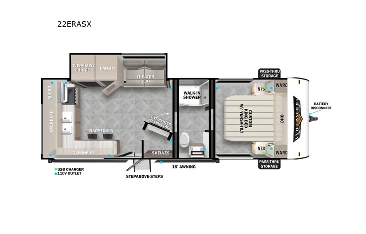 Representative floor plan provided by a trusted RVshare partner.