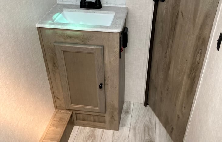 No need to visit the bath house when renting this RV.