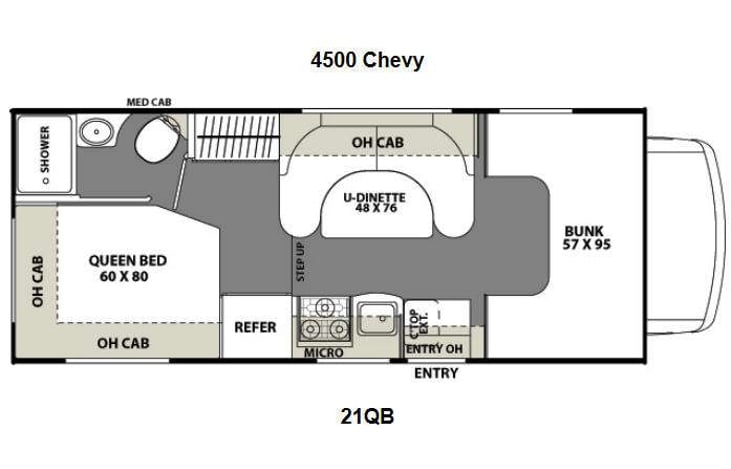 Representative floor plan provided by a trusted RVshare partner.