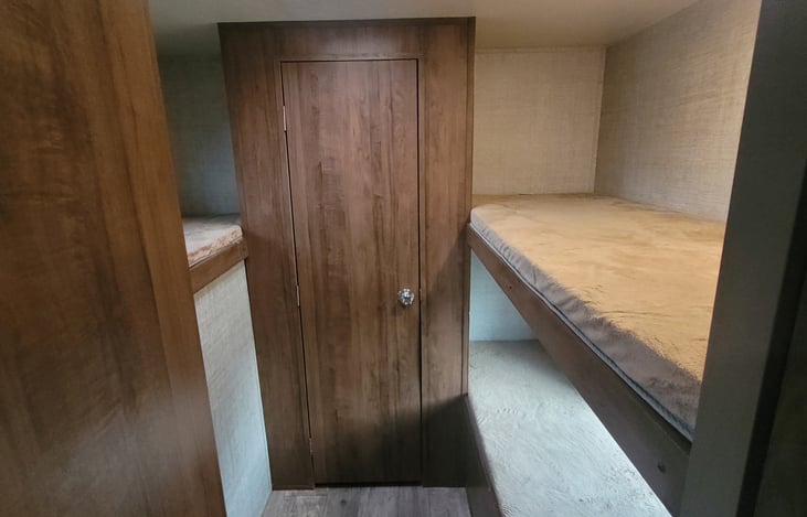 Bunk room has full closet