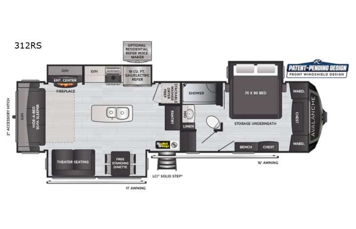 Representative floor plan provided by a trusted RVshare partner.
