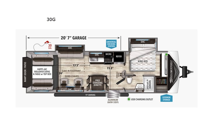 Representative floor plan provided by a trusted RVshare partner.