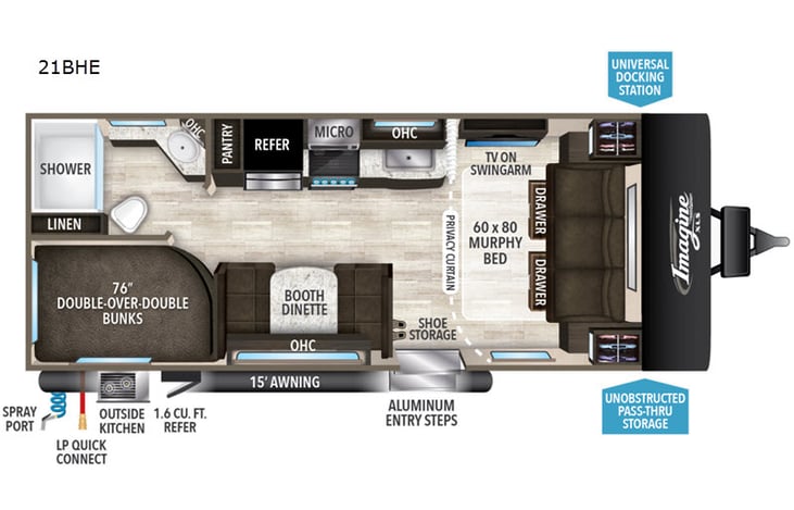 Representative floor plan provided by a trusted RVshare partner.