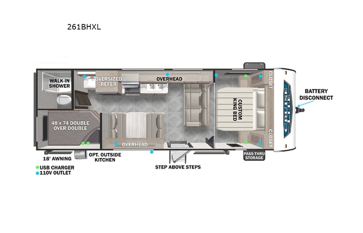 Representative floor plan provided by a trusted RVshare partner.