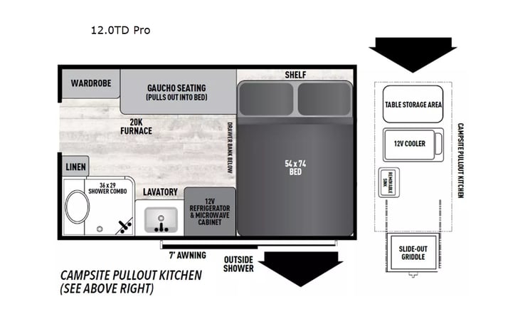 Representative floor plan provided by a trusted RVshare partner.