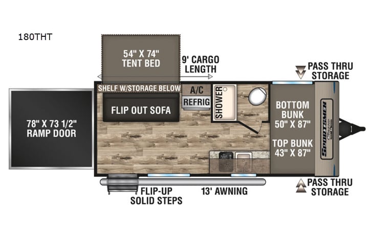 Representative floor plan provided by a trusted RVshare partner.