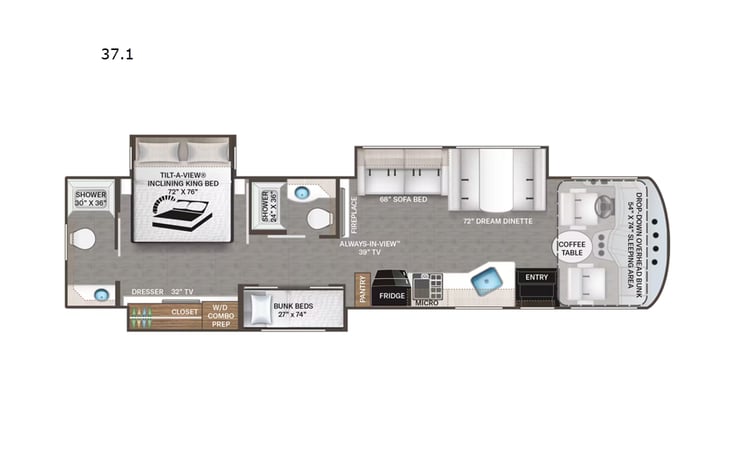 Representative floor plan provided by a trusted RVshare partner.