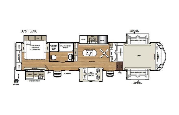 Representative floor plan provided by a trusted RVshare partner.