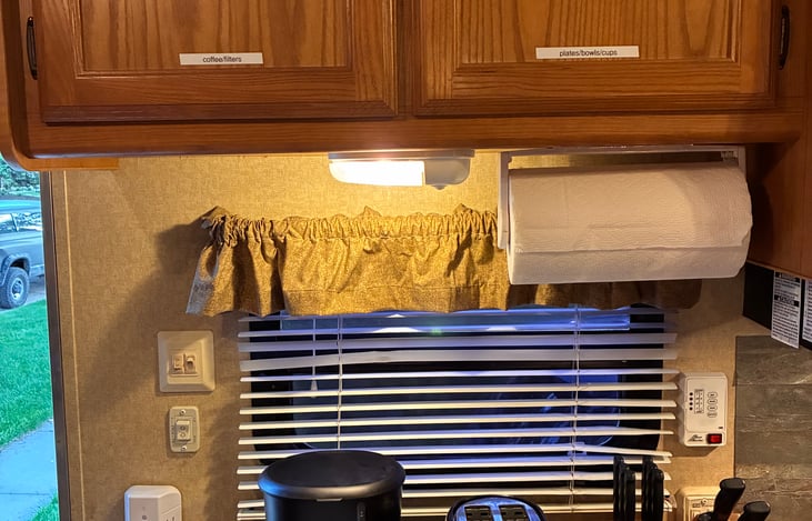 Stocked with plates/cups/bowls/utensils/coffee maker/toaster