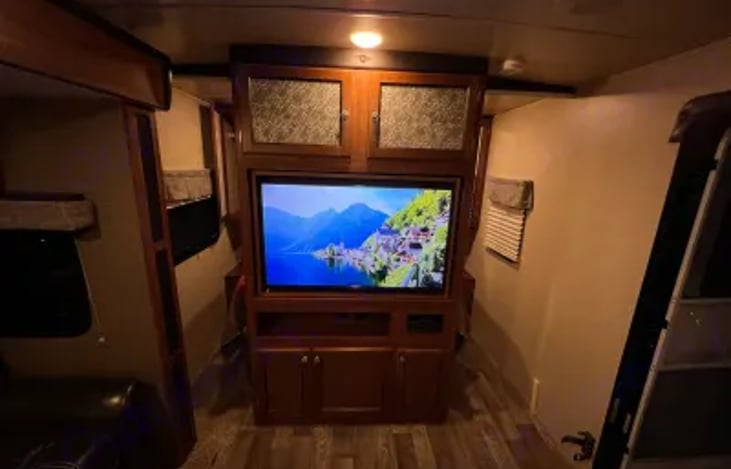 Here's the television facing the living area.