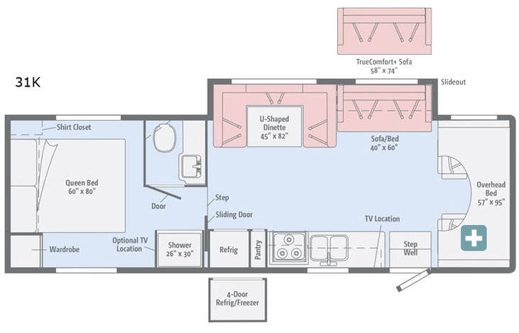 Representative floor plan provided by a trusted RVshare partner.