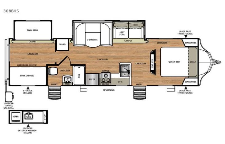 Representative floor plan provided by a trusted RVshare partner.