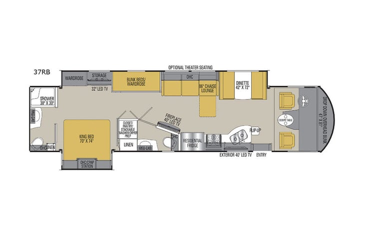 Representative floor plan provided by a trusted RVshare partner.