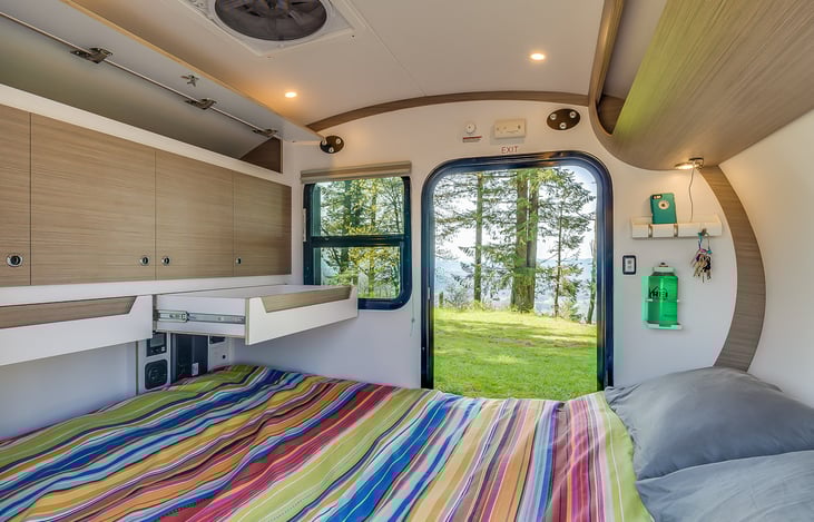 Built-in storage drawers, cubbies and hooks keeps your gear well organized