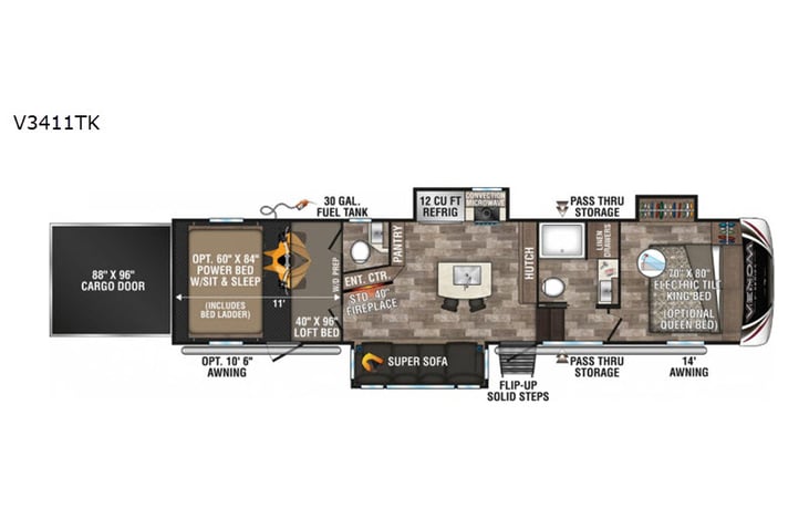 Representative floor plan provided by a trusted RVshare partner.