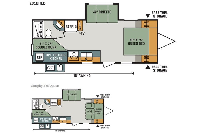 Representative floor plan provided by a trusted RVshare partner.