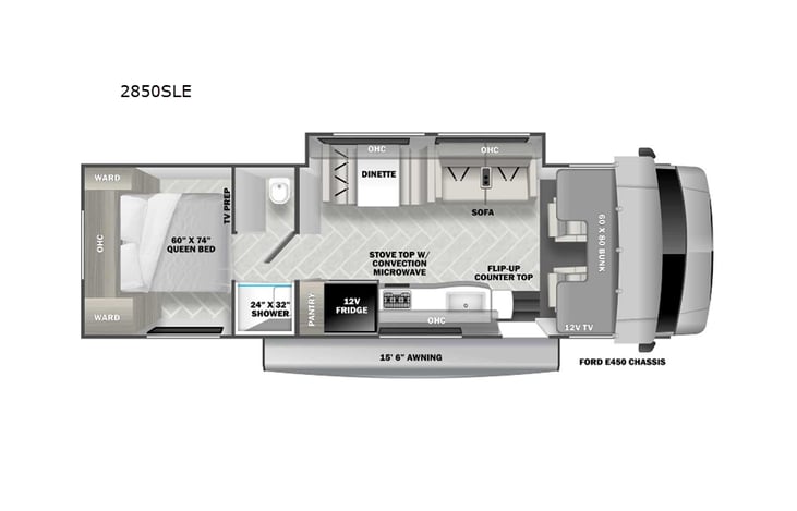 Representative floor plan provided by a trusted RVshare partner.