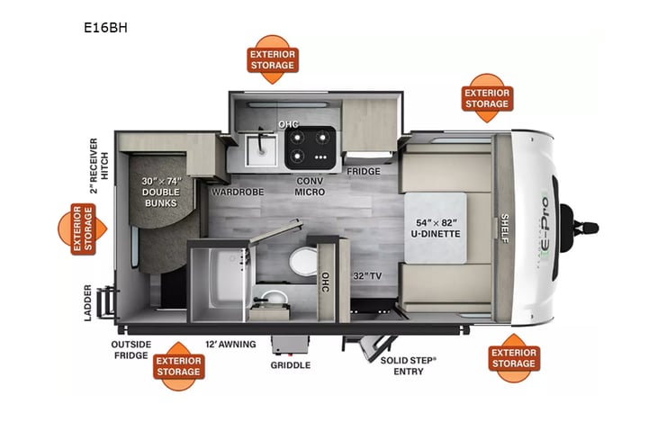 Representative floor plan provided by a trusted RVshare partner.