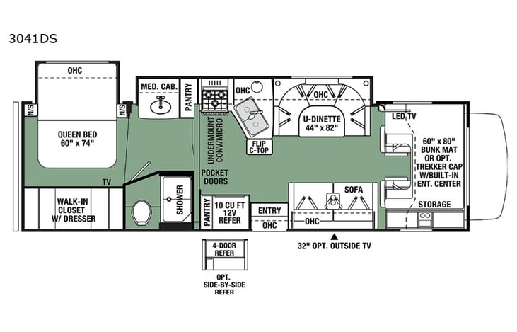 Representative floor plan provided by a trusted RVshare partner.