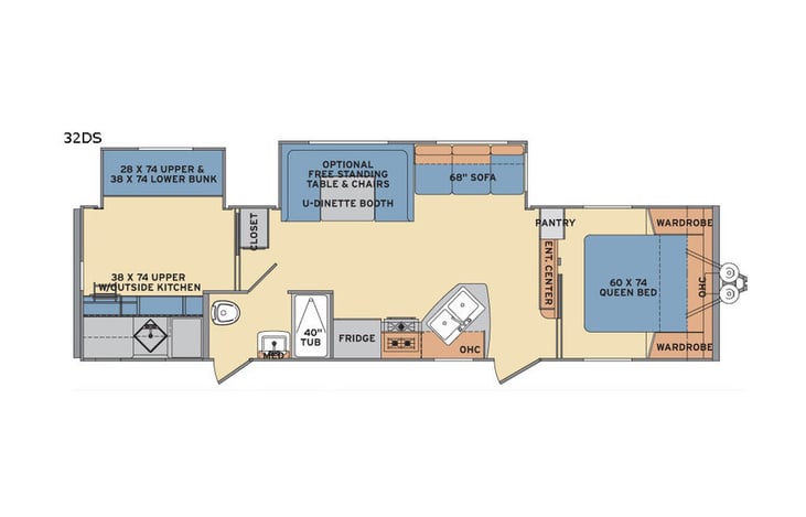 Representative floor plan provided by a trusted RVshare partner.