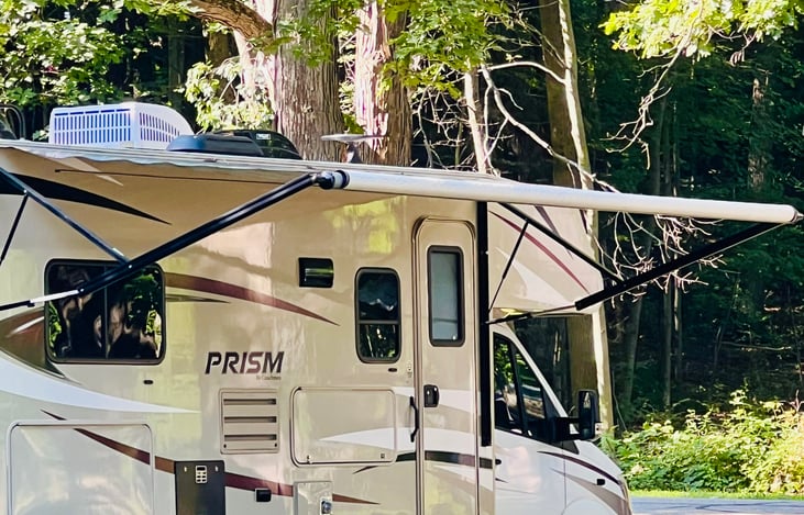 Right side view with power awning extended