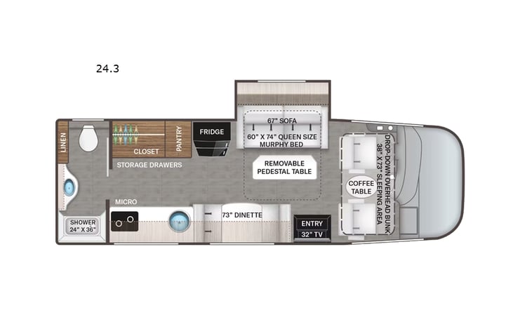 Representative floor plan provided by a trusted RVshare partner.