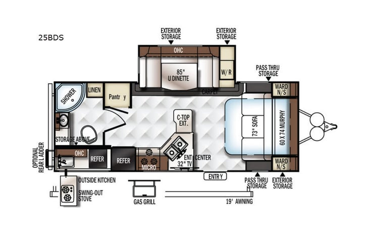 Representative floor plan provided by a trusted RVshare partner.