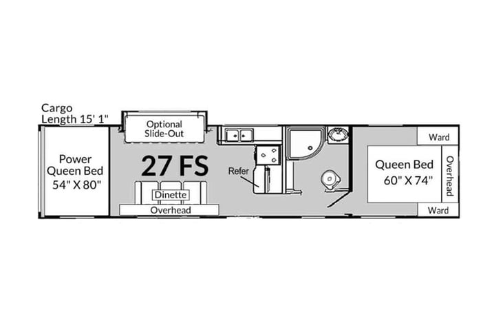 Representative floor plan provided by a trusted RVshare partner.