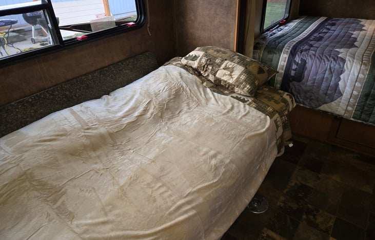 The couch folded down and made into a twin size bed.