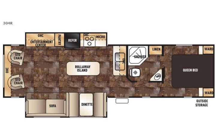 Representative floor plan provided by a trusted RVshare partner.