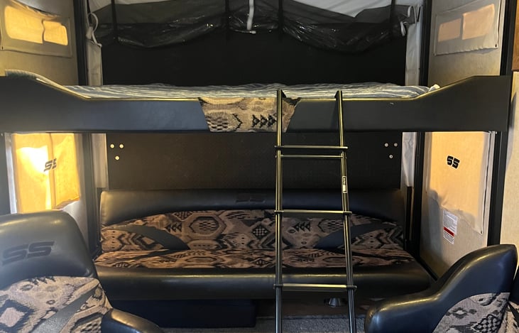 top bunk with lower couch (converts to couch)