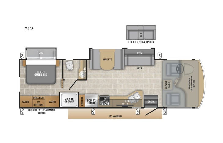 Representative floor plan provided by a trusted RVshare partner.