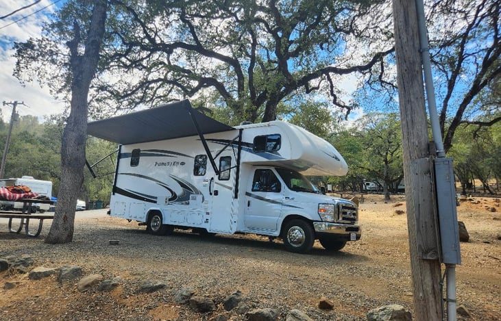 RV at Collins Lake. Spot 65. Our RV fits perfect in their pull-in spots.
